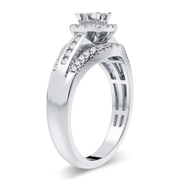 Brilliant 14k White Gold 1CT Lab Diamond Engagement Ring