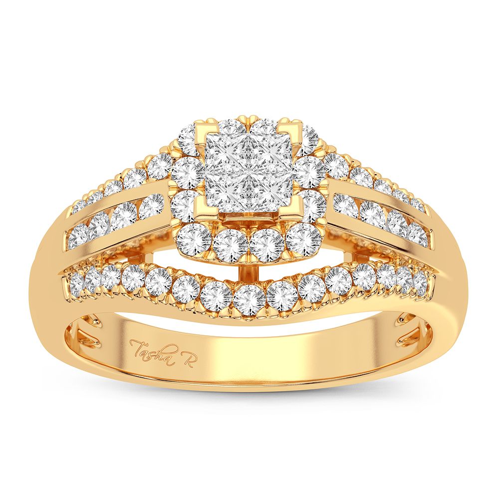 Brilliant 14k Yellow Gold 1CT Lab Diamond Womens Ring