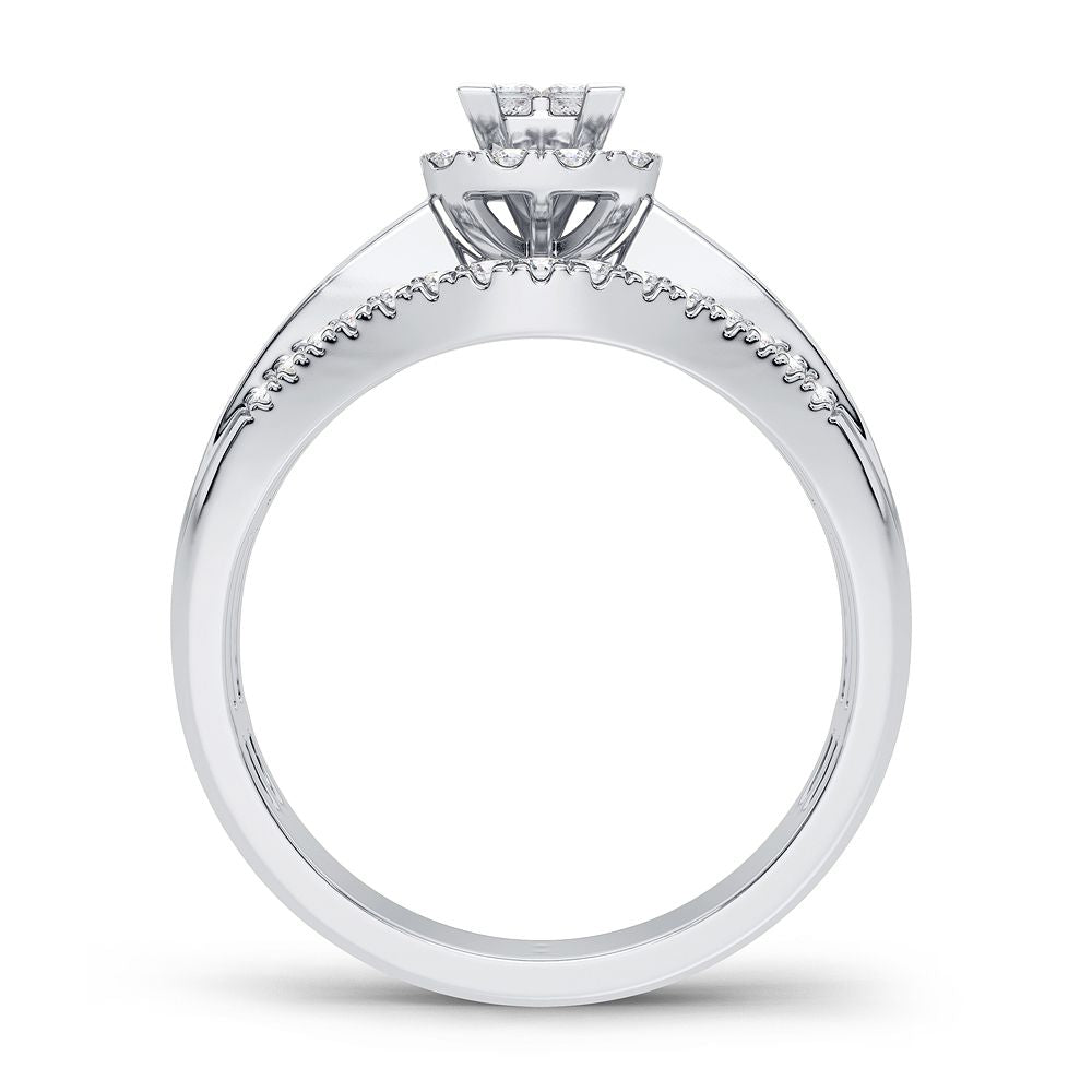Sparkling 10k White Gold Lab Diamond Engagement Ring (0.50CT)
