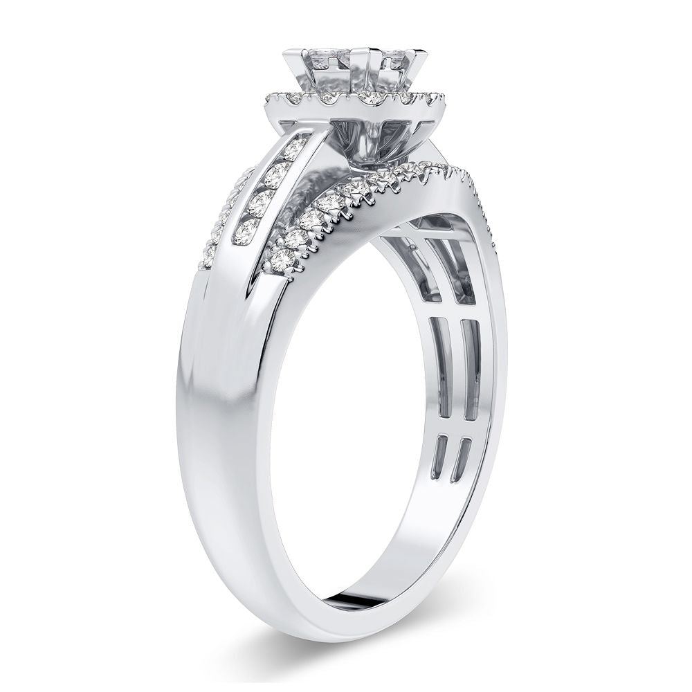 Sparkling 10k White Gold Lab Diamond Engagement Ring (0.50CT)