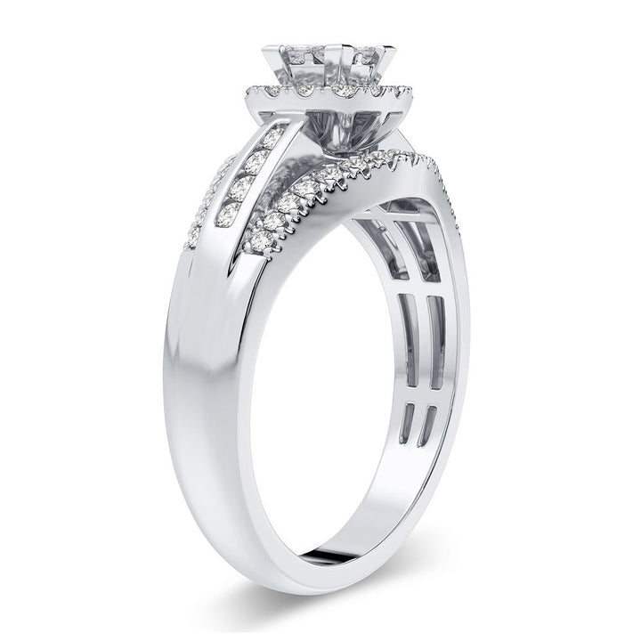 Sparkling 10k White Gold Lab Diamond Engagement Ring (0.50CT)
