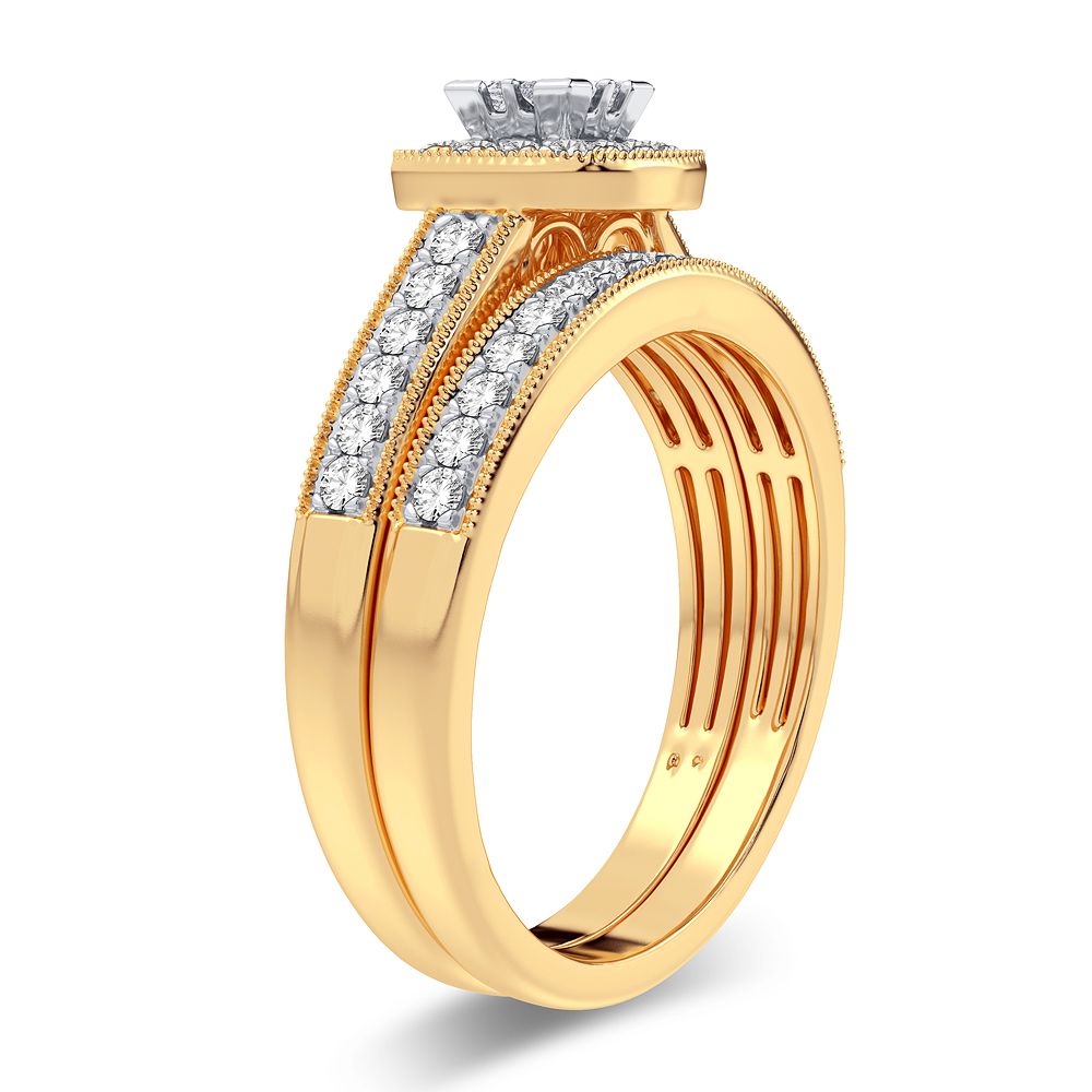 Brilliant 14K Yellow Gold Lab Diamond Bridal Ring 0.50CT