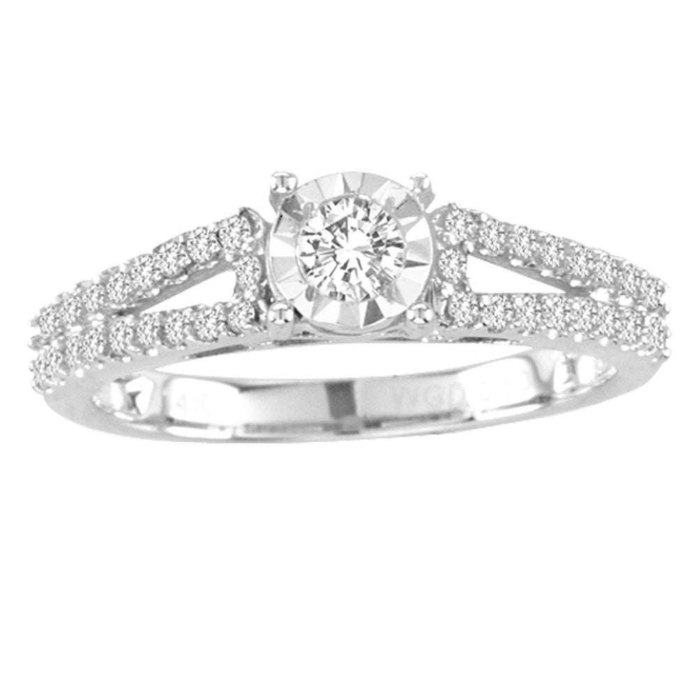 Timeless 14k White Gold Lab Diamond Engagement Ring (0.50CT)