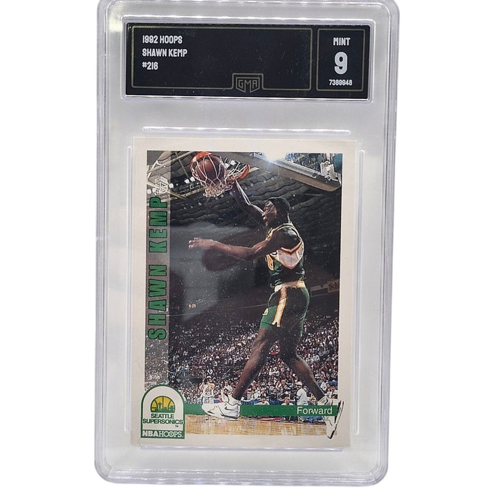 1992 Hoops Shawn Kemp #216 Seattle SuperSonics Forward GMA 9 Mint Sport Card