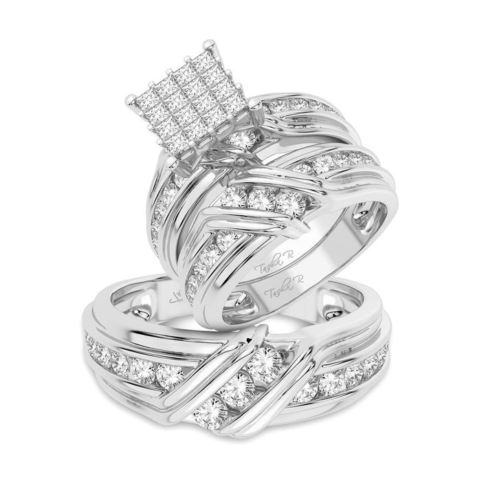 14K White Gold 2.50CT Lab Diamond Bridal Trio Wedding Set