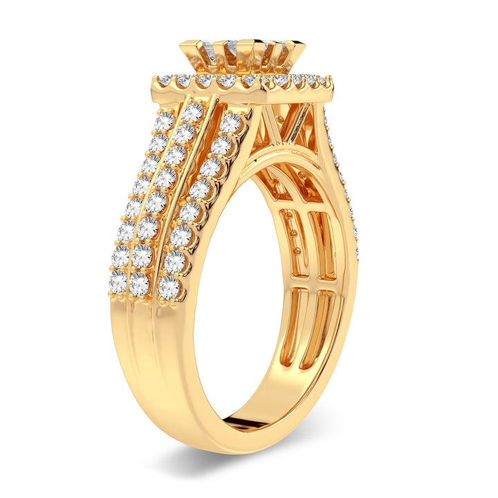 Brilliant 14K Yellow Gold 1CT Lab Diamond Engagement Ring