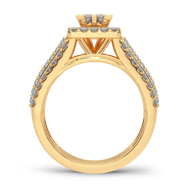 Brilliant 14K Yellow Gold 1CT Lab Diamond Engagement Ring