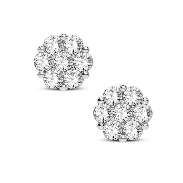 14K Yellow Gold Lab Diamond Flower Earrings for Women