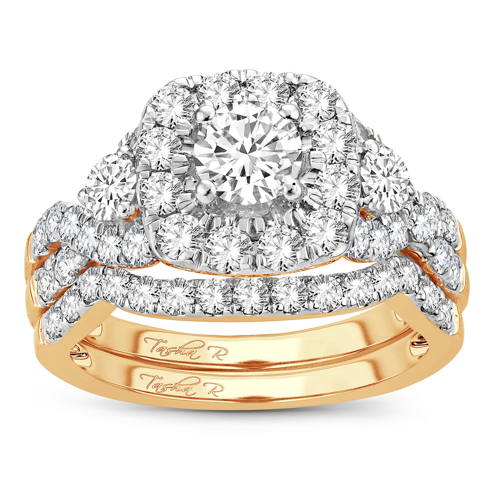 14k Yellow Gold 2CT Lab Diamond Bridal Ring for Her
