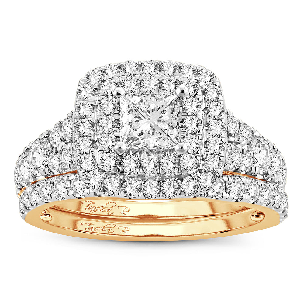 Brilliant 14K Yellow Gold 2CT Lab Diamond Bridal Ring
