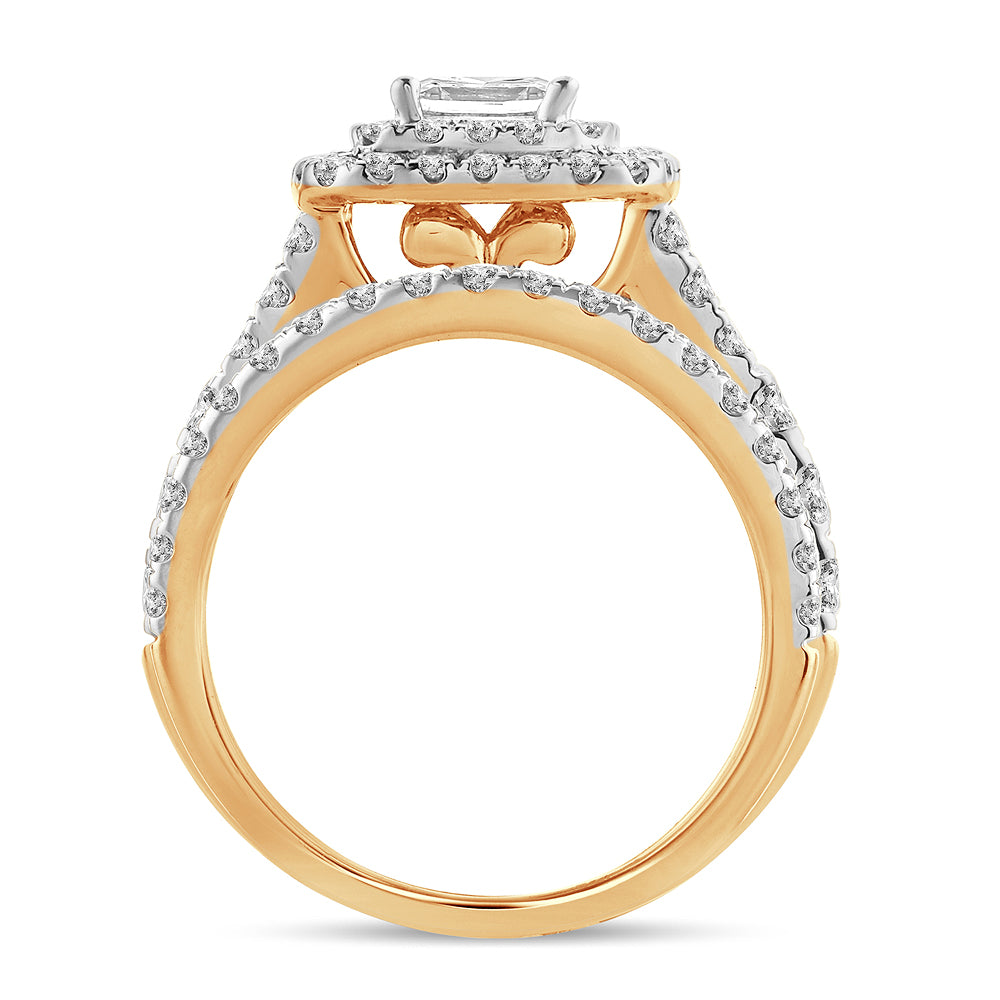 Brilliant 14K Yellow Gold 2CT Lab Diamond Bridal Ring