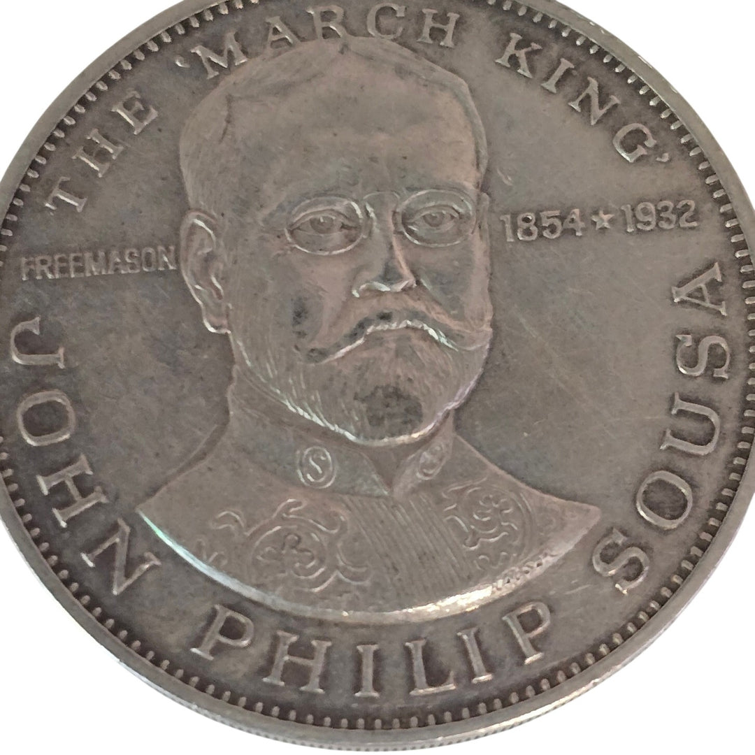 John Philip Sousa Masonic .925 Sterling Silver Medal 26.7g Freemason