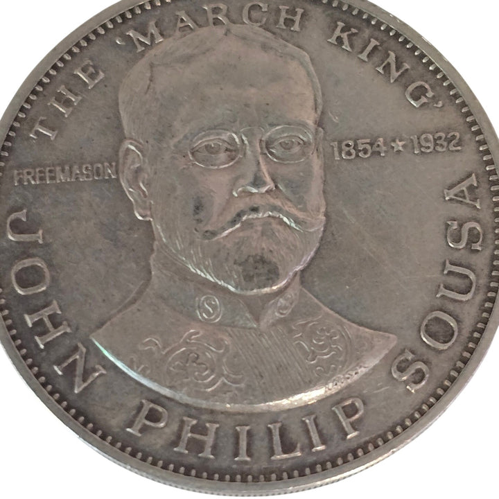 John Philip Sousa Masonic .925 Sterling Silver Medal 26.7g Freemason