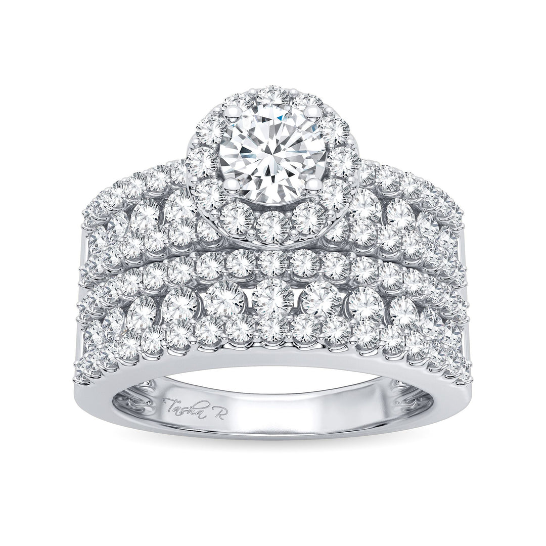 Brilliant 14K White Gold 2CT Lab Diamond Bridal Ring