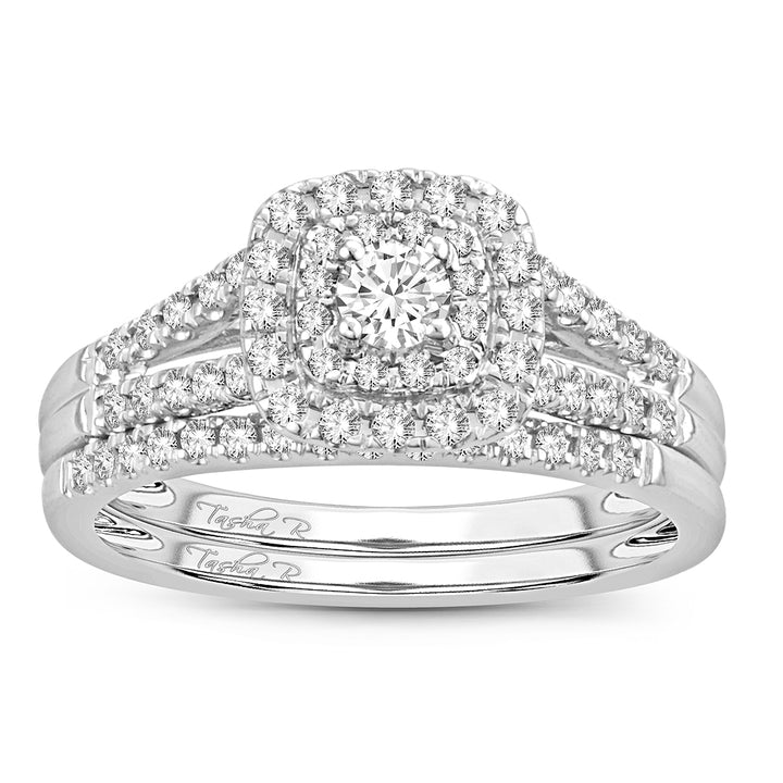 Sparkling 10k White Gold Lab Diamond Bridal Ring (0.50ct)