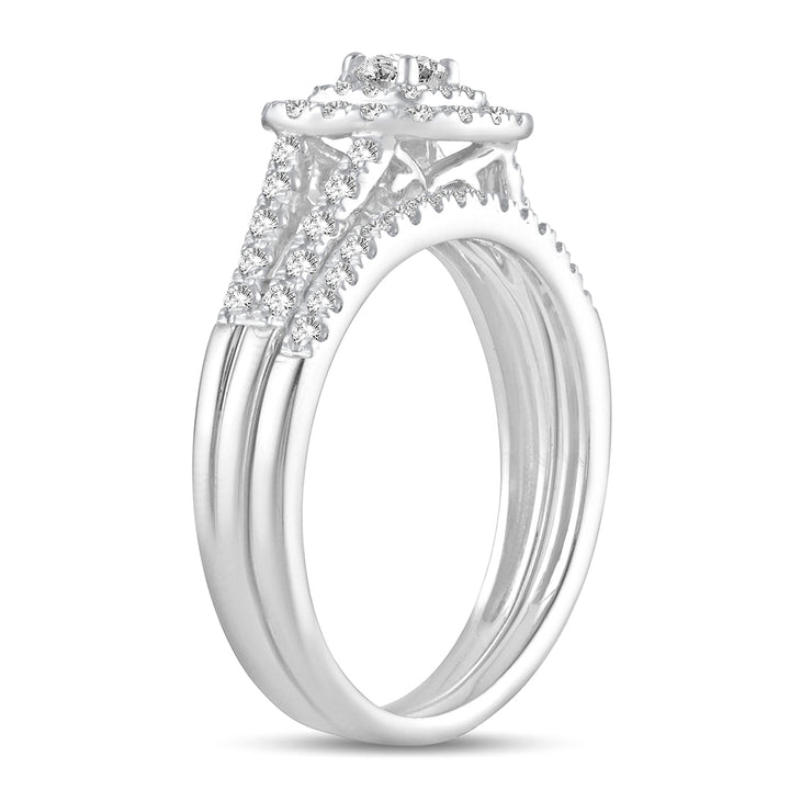 Sparkling 10k White Gold Lab Diamond Bridal Ring (0.50ct)