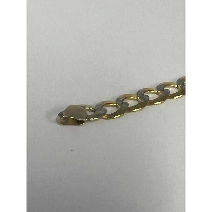 Beautiful 10k Two-Tone Gold Diamond Cut Cuban Link Bracelet 11.5g