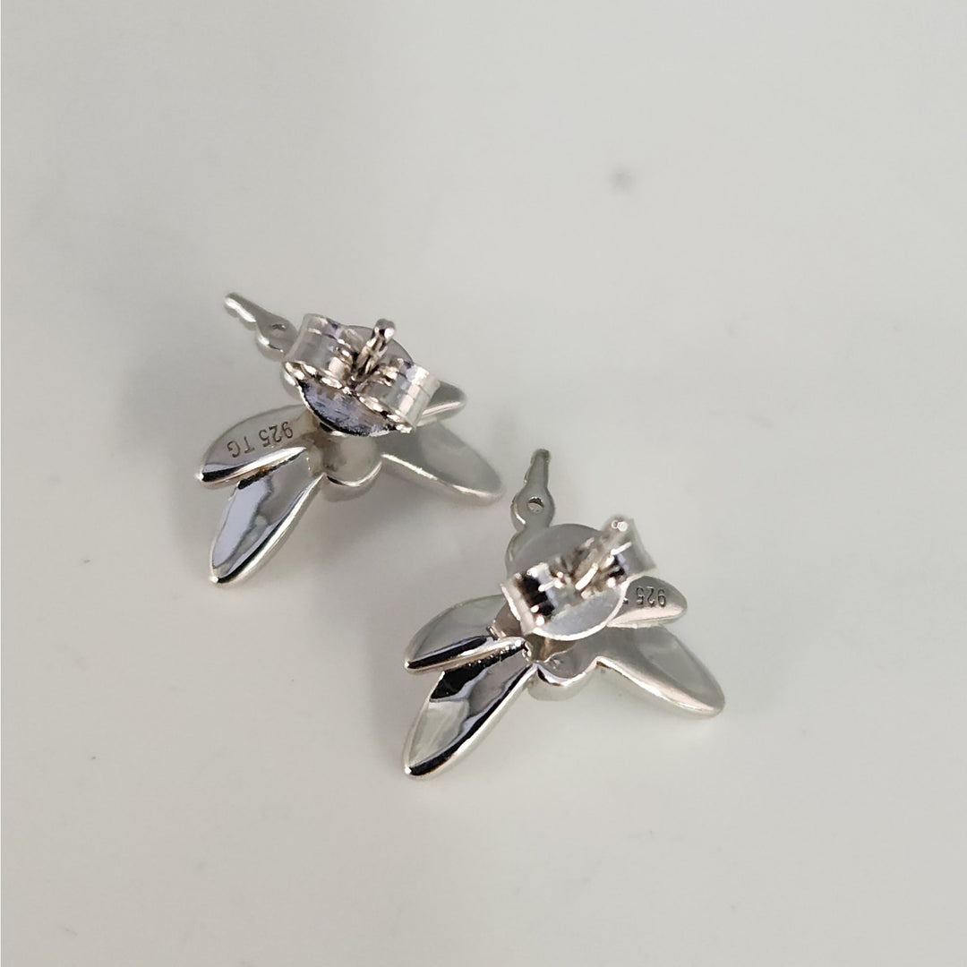 925 Sterling Silver Dragonfly Pearl stud earrings nature inspired vintage style