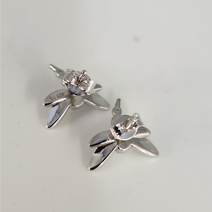 925 Sterling Silver Dragonfly Pearl stud earrings nature inspired vintage style