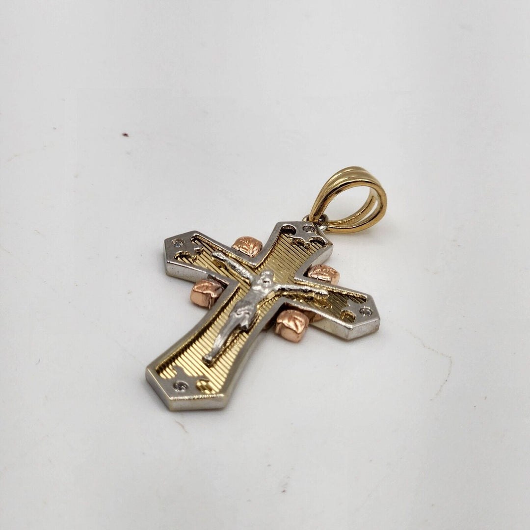 14k Gold Multi Tone Gold Cross Pendant