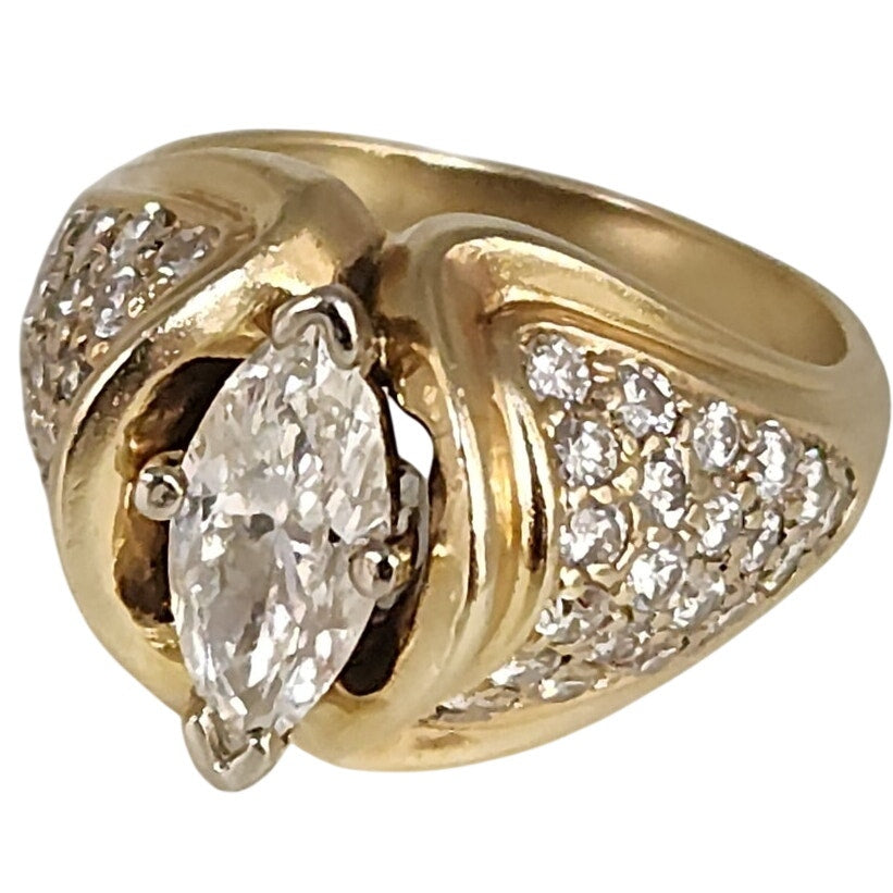 14k Yellow Gold 1.25 CT Marquise Diamond rinyg size 6.25