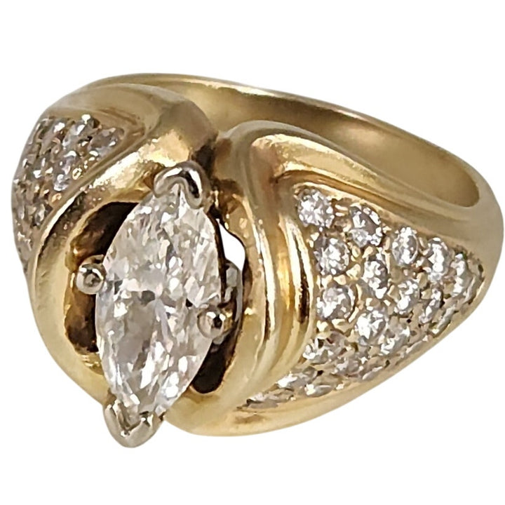 14k Yellow Gold 1.25 CT Marquise Diamond rinyg size 6.25