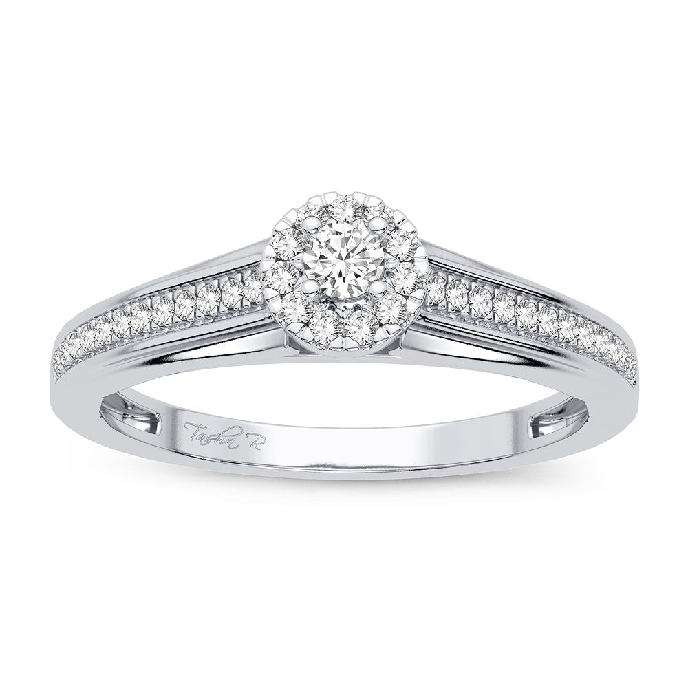 Delicate 14K White Gold 0.20CT Diamond Womens Ring