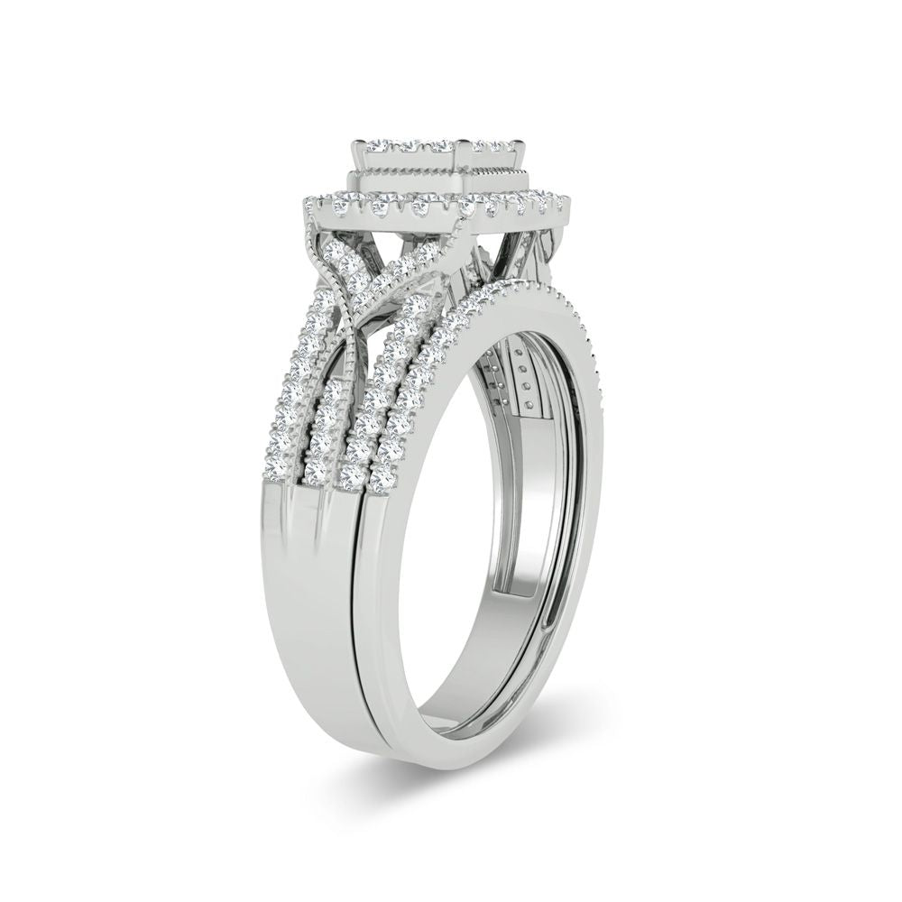 14k White Gold 0.78ct Lab Diamond Bridal Ring Set