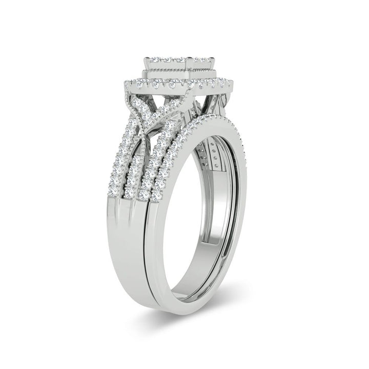 14k White Gold 0.78ct Lab Diamond Bridal Ring Set