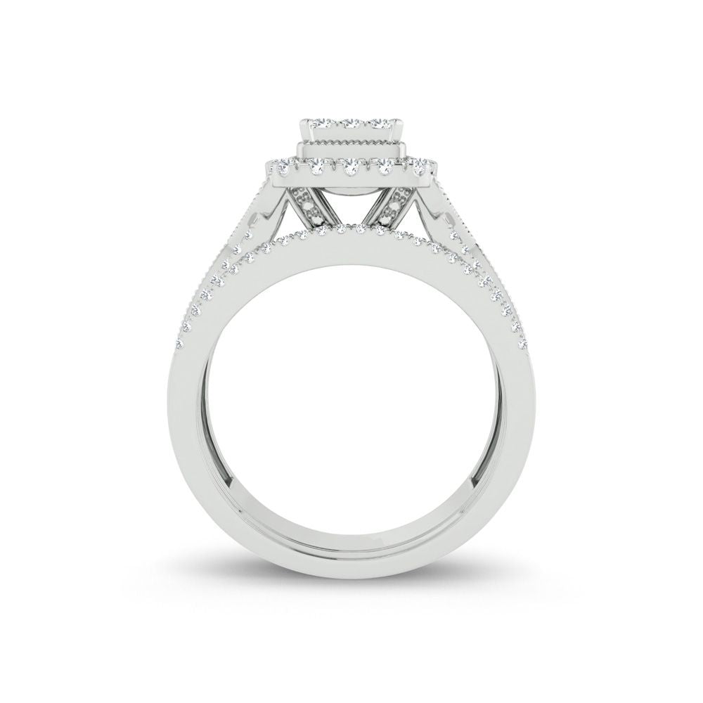 14k White Gold 0.78ct Lab Diamond Bridal Ring Set