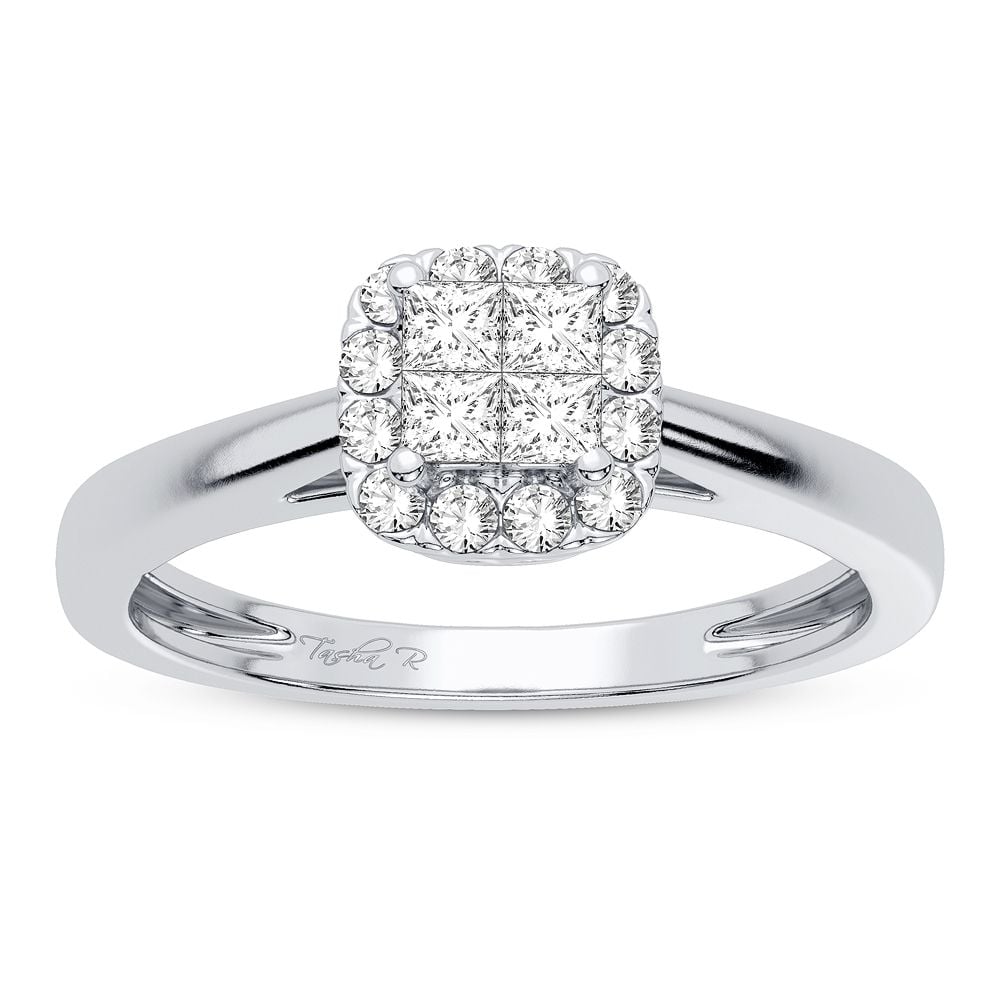 Sparkling 10k White Gold 0.25CT Diamond Engagement Ring
