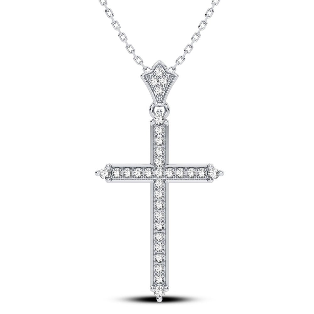 Luminous 14K White Gold Diamond Religious Pendant for Women