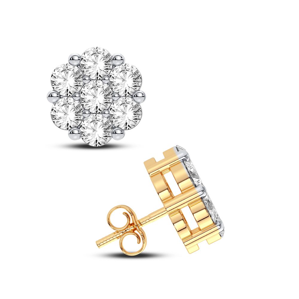 Luminous 14k Yellow Gold Lab Diamond Flower Earrings