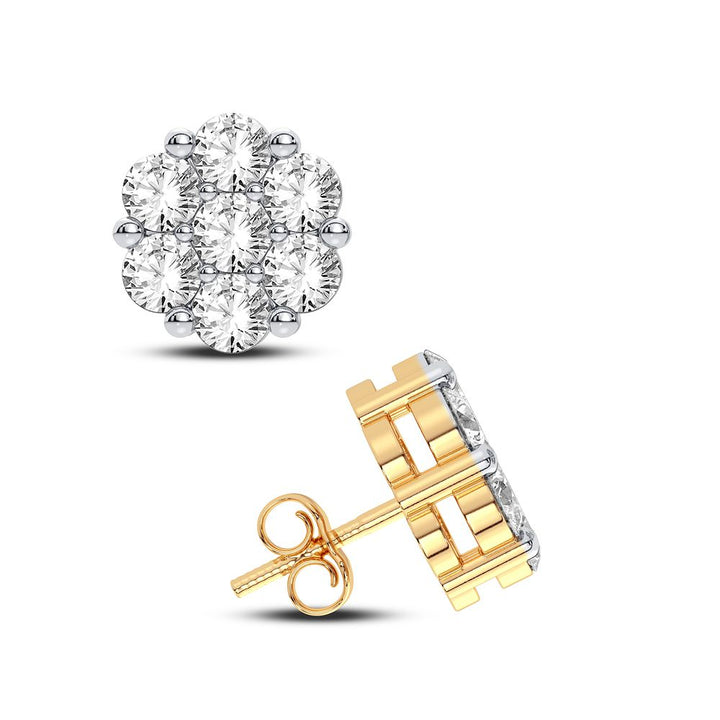 Luminous 14k Yellow Gold Lab Diamond Flower Earrings