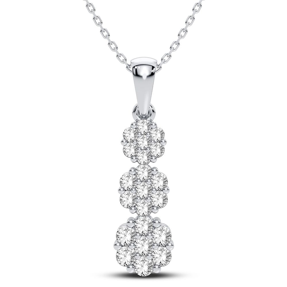Luminous 10k White Gold 0.75CT Diamond Womens Pendant