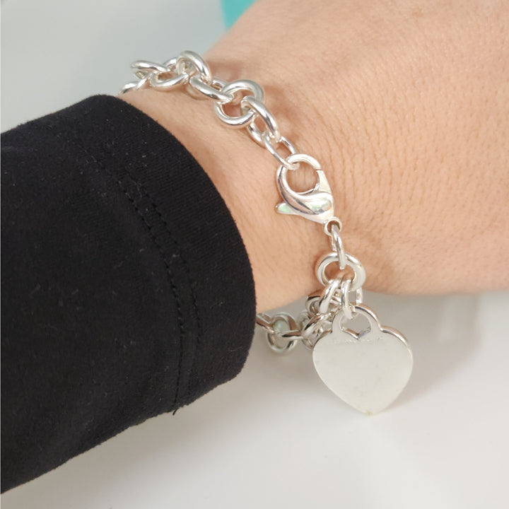 Tiffany & Co. Sterling Silver Heart Tag Chain Bracelet