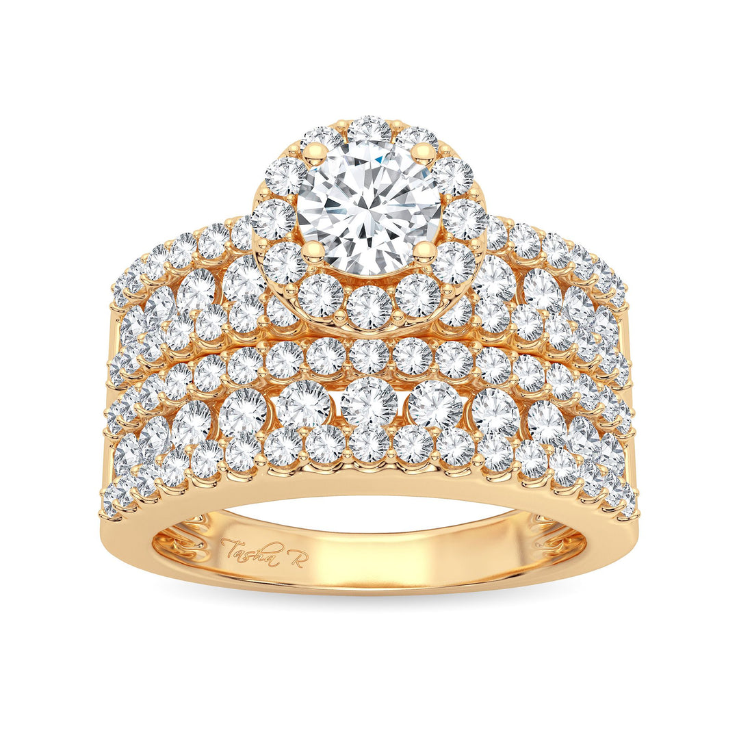14K Yellow Gold 2CT Lab Diamond Bridal Engagement Ring