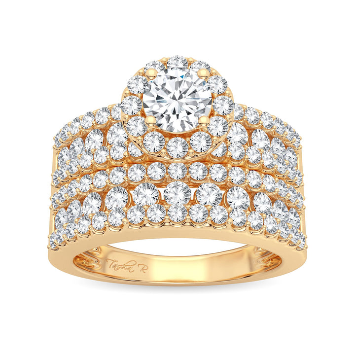 14K Yellow Gold 2CT Lab Diamond Bridal Engagement Ring