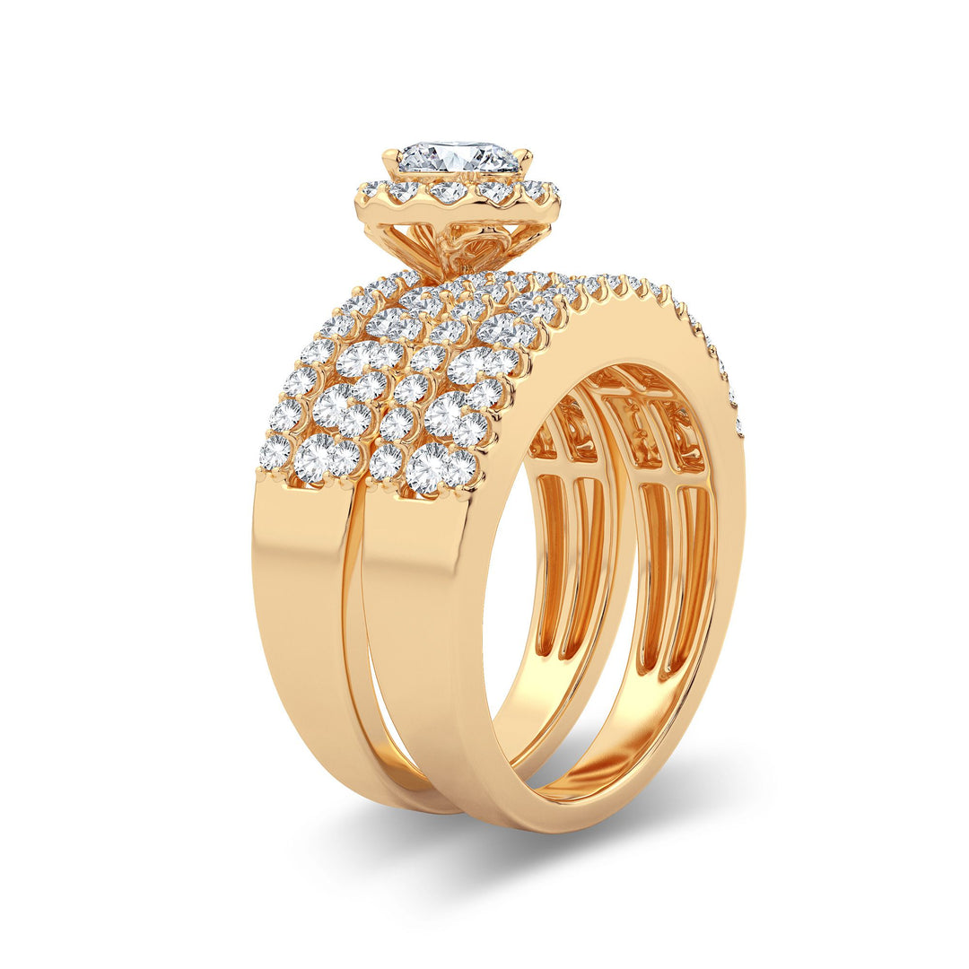 14K Yellow Gold 2CT Lab Diamond Bridal Engagement Ring