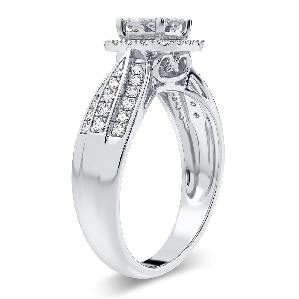 14k White Gold 0.50CT Lab Diamond Womens Engagement Ring