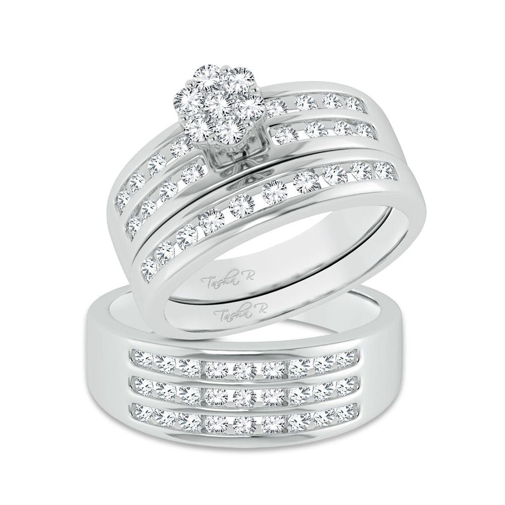 10k White Gold 1.35ct Lab Diamond Trio Wedding Set