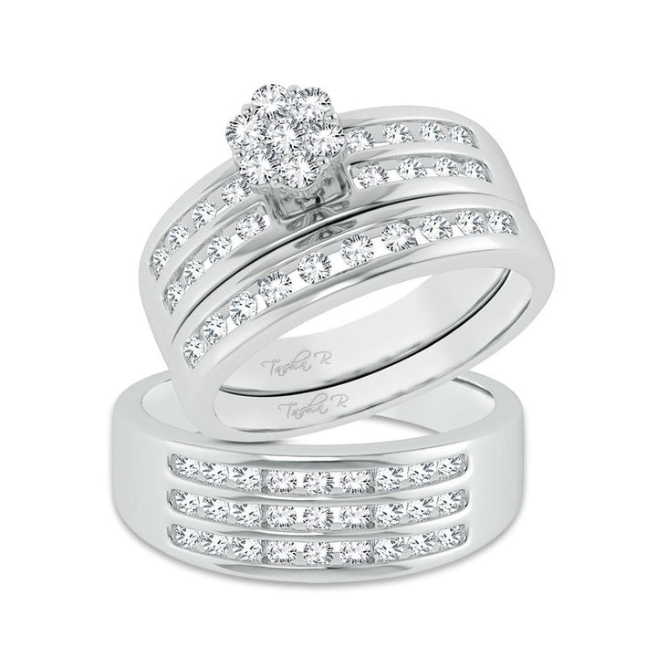 10k White Gold 1.35ct Lab Diamond Trio Wedding Set