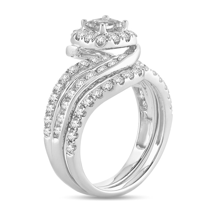 Brilliant 14k White Gold 2CT Lab Diamond Bridal Ring
