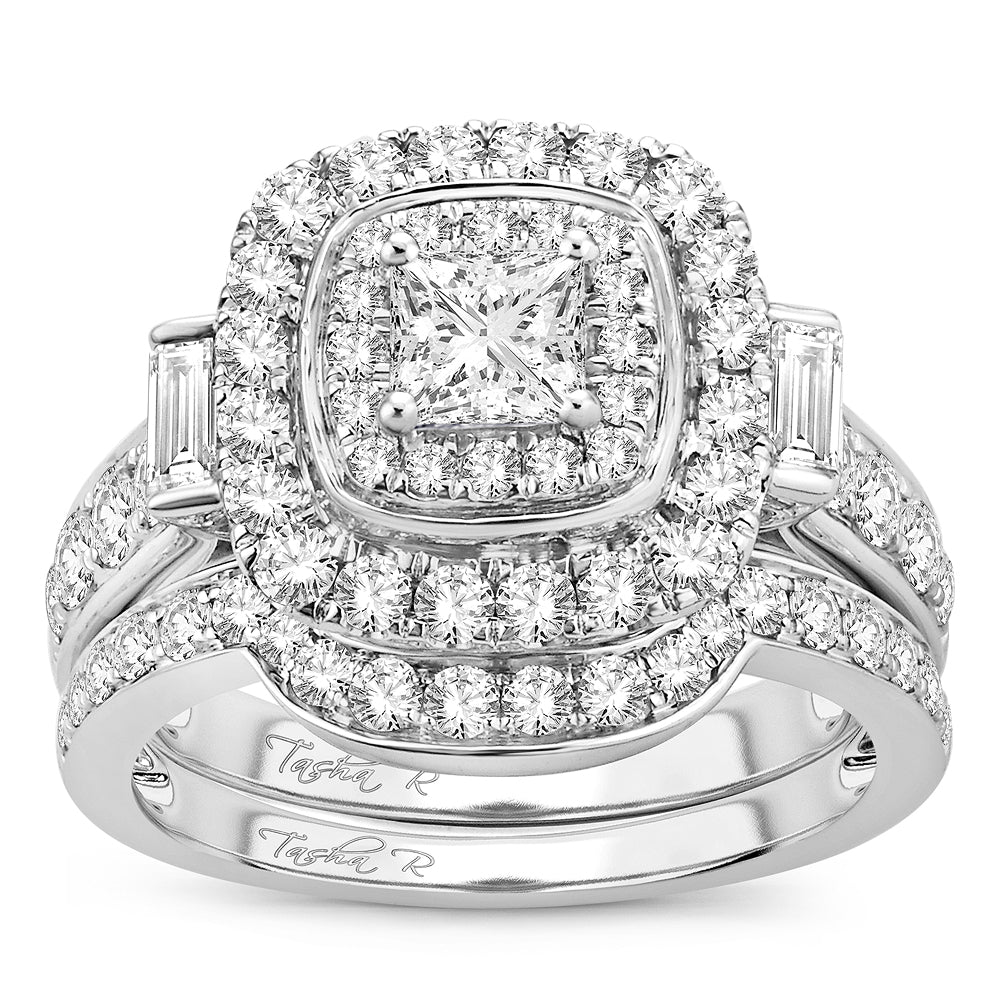Brilliant 14k White Gold 2CT Lab Diamond Bridal Ring