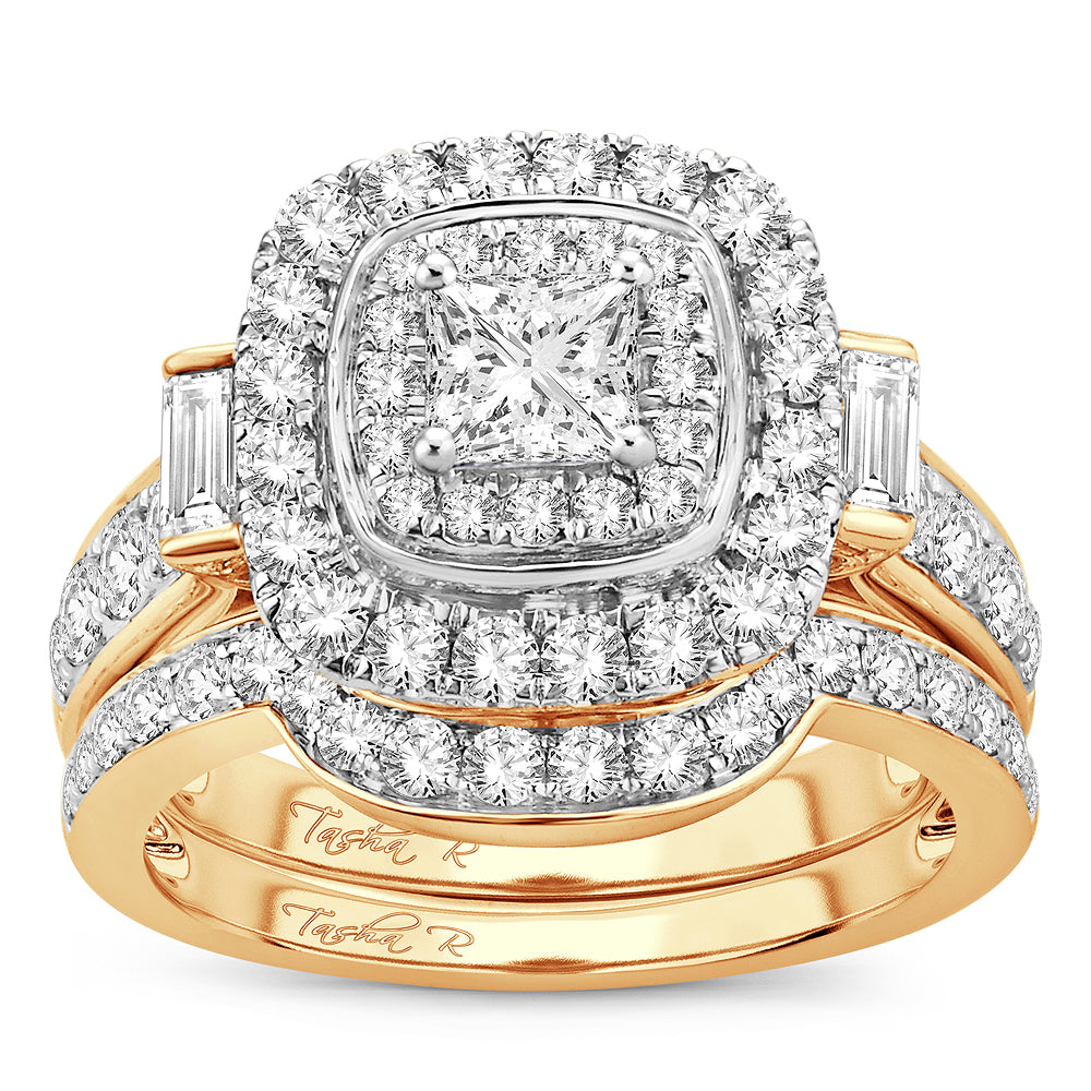 Brilliant 14K Yellow Gold 2CT Lab Diamond Bridal Ring