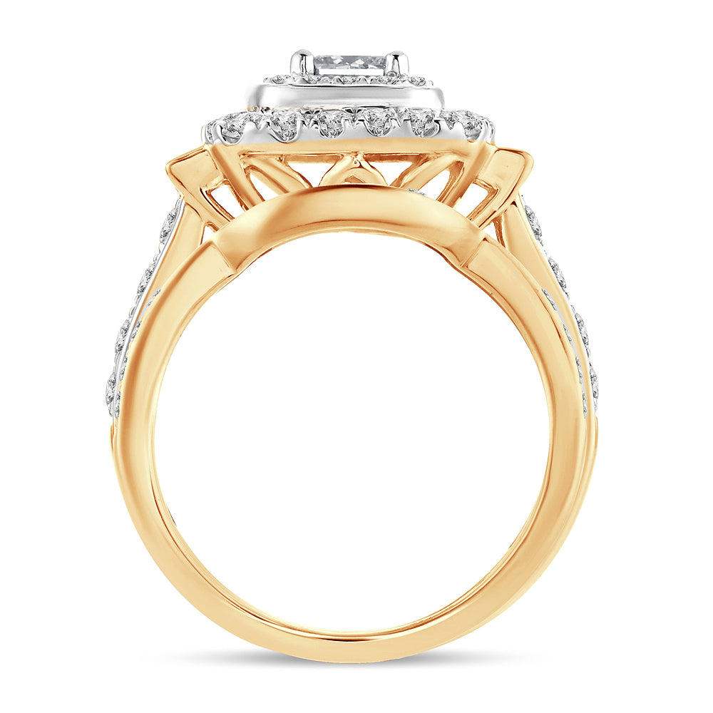 Brilliant 14K Yellow Gold 2CT Lab Diamond Bridal Ring