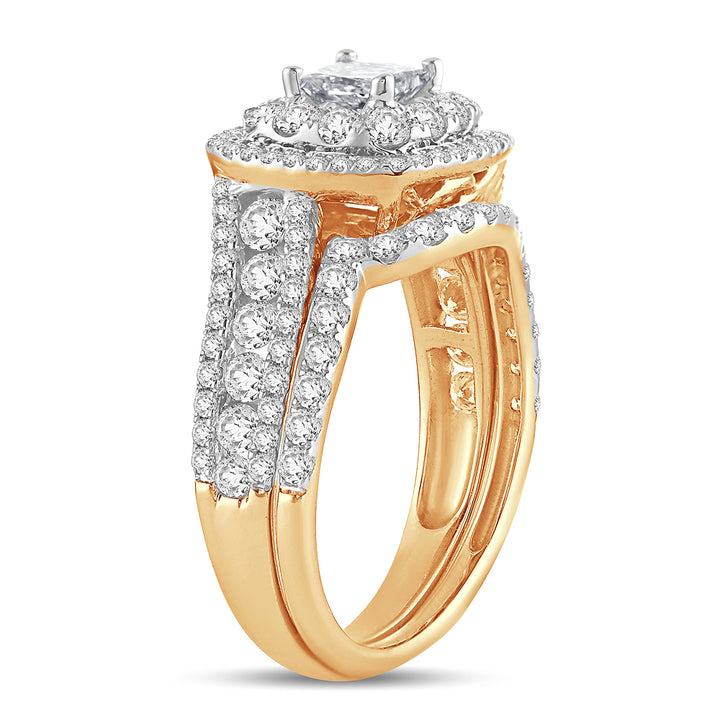 14K Yellow Gold 2CT Lab Diamond Bridal Ring Sparkle