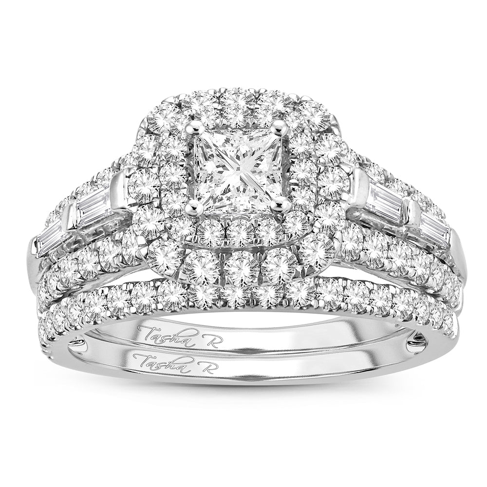 14k White Gold 2CT Lab Diamond Bridal Ring Sparkle