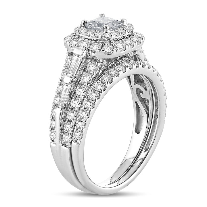 14k White Gold 2CT Lab Diamond Bridal Ring Sparkle