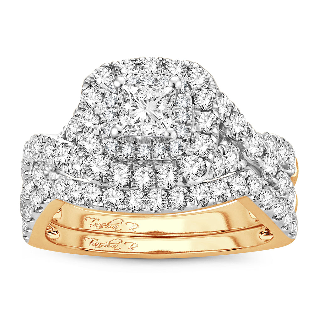 14k Yellow Gold 2CT Lab Diamond Bridal Ring Elegance